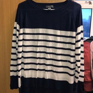 White and blue striped sweater